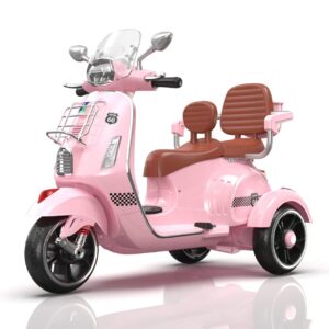 Kids Hub | Vespa Double Seater Pink Scooter with Remote